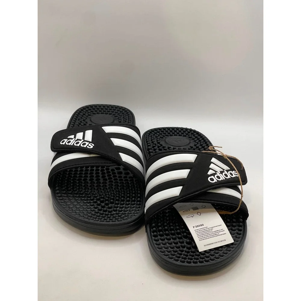 Adidas Adissage Mens Slides Black White Massage Footbed Sandals Size 11